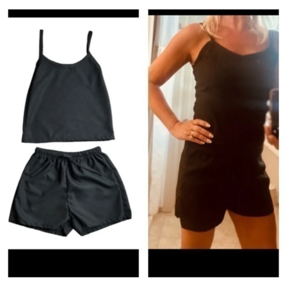 Black, tank top and short set